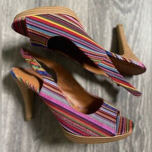 NEW tribal print slingback heels, never worn